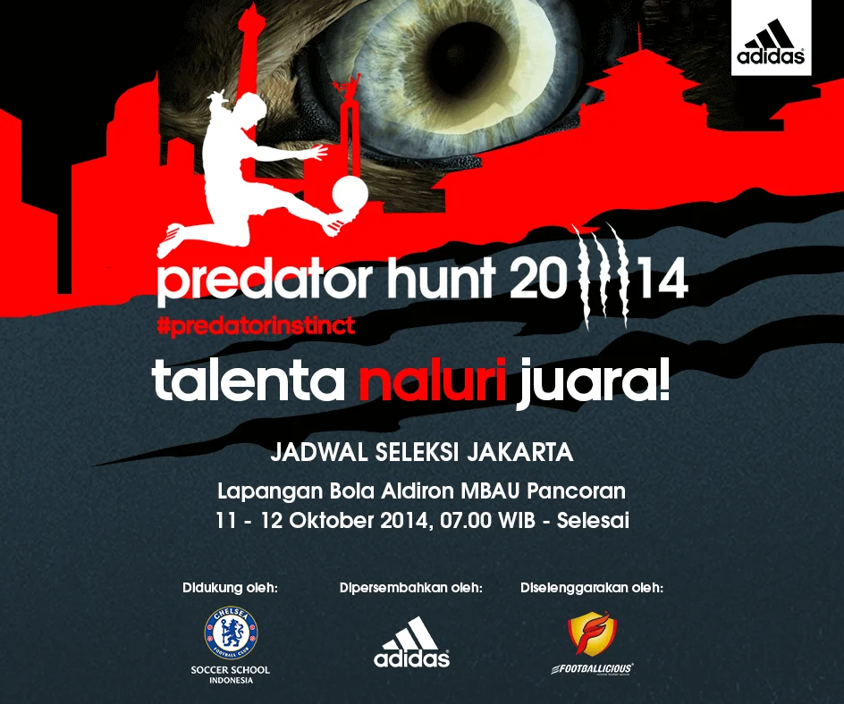 A Predator Hunt 2014 talent-search poster in red and black.
