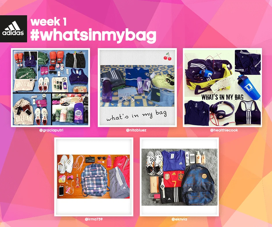 A week-one #whatsinmybag photo collage.